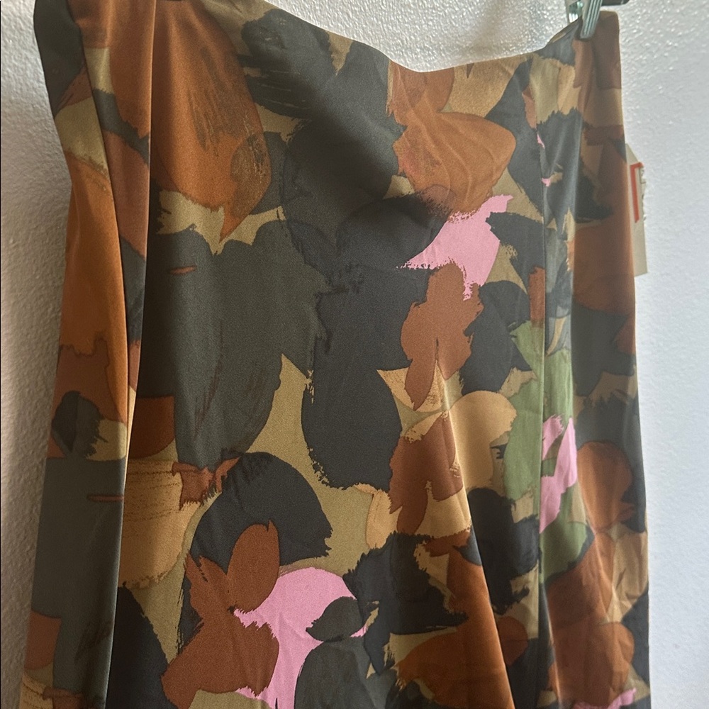 Time and Tru Floral Midi Slip Skirt in Olive, Brown & Pink - Picture 5 of 8